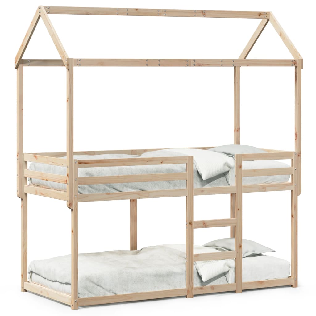 Etagenbett mit Dach 75x190 cm Massivholz Kiefer