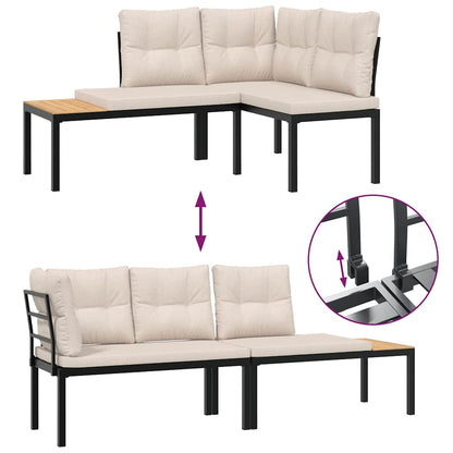 5-tlg. Garten-Sofagarnitur mit Kissen Schwarz Stahl