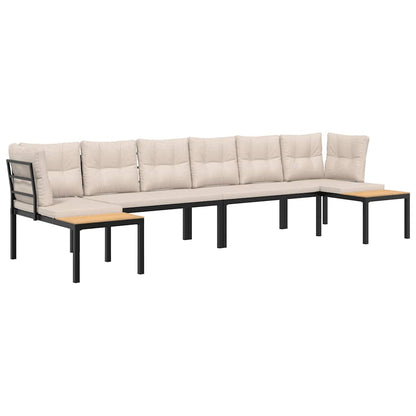 4-tlg. Garten-Sofagarnitur mit Kissen Schwarz Stahl