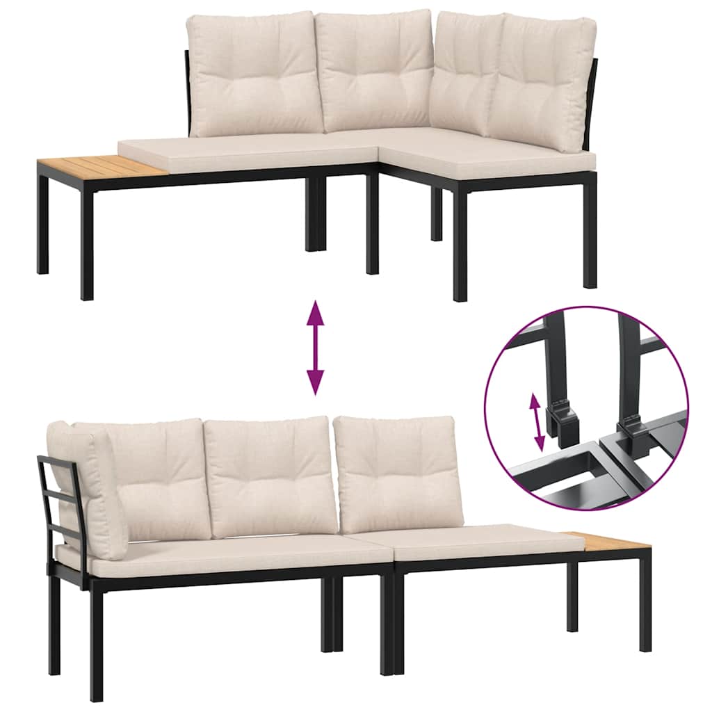 4-tlg. Garten-Sofagarnitur mit Kissen Schwarz Stahl