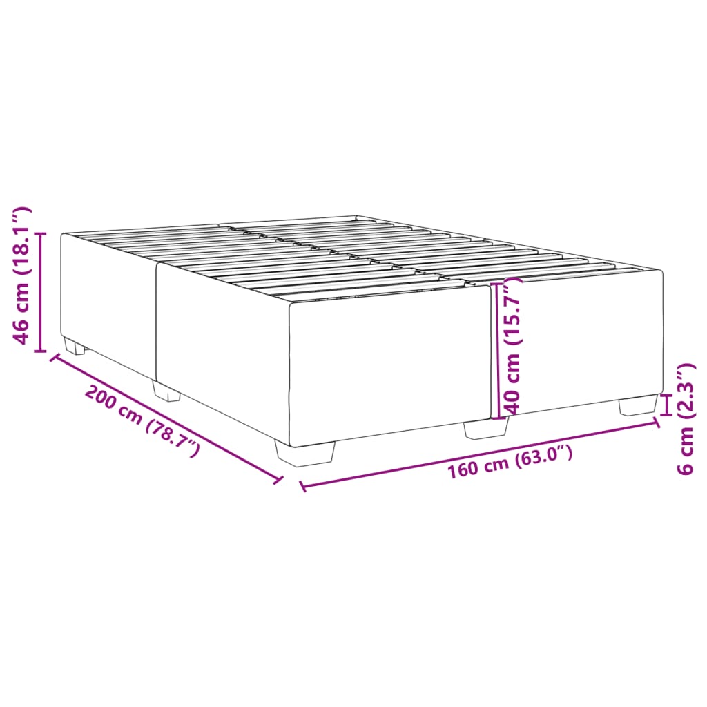 Bettgestell ohne Matratze Dunkelgrau 160x200 cm Samt