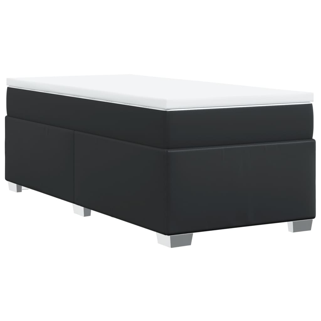 Boxspringbett mit Matratze Schwarz 80x200 cm Kunstleder