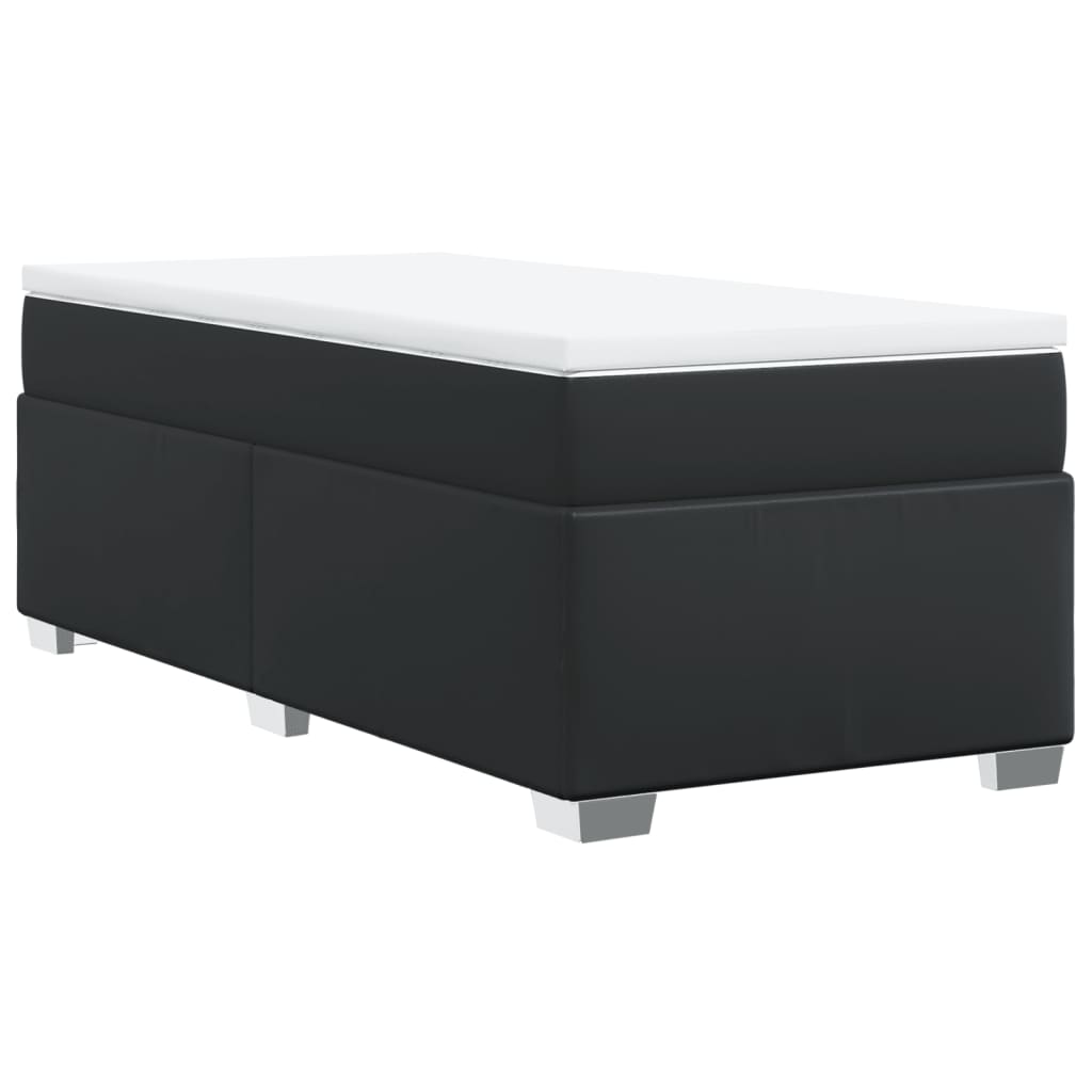 Boxspringbett mit Matratze Schwarz 90x190 cm Kunstleder