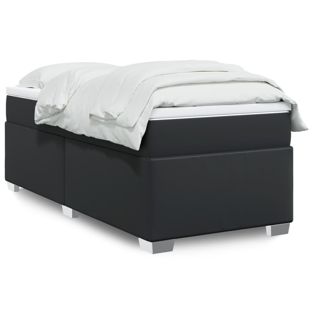 Boxspringbett mit Matratze Schwarz 90x190 cm Kunstleder