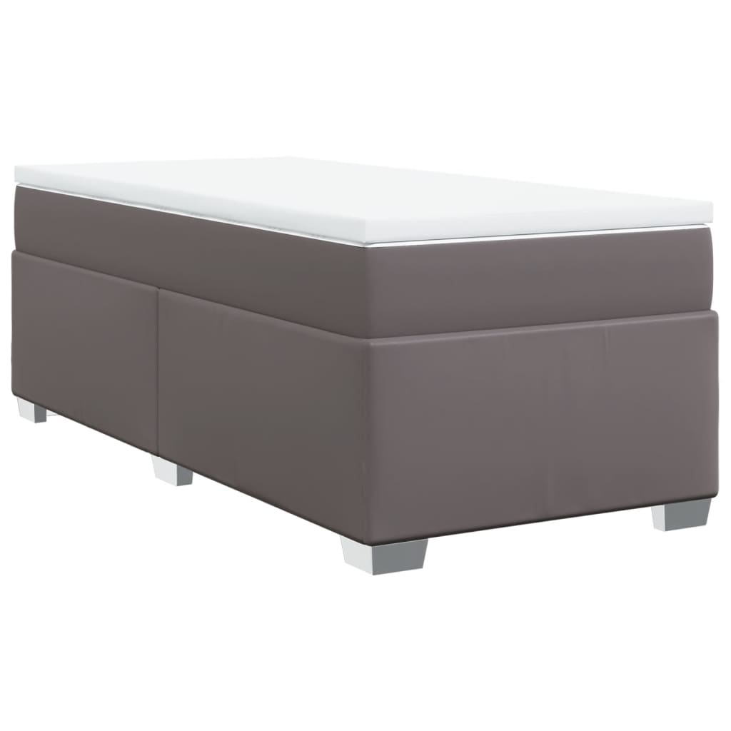 Boxspringbett mit Matratze Grau 90x190 cm Kunstleder