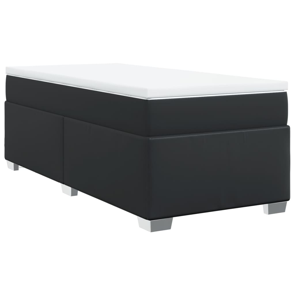 Boxspringbett mit Matratze Schwarz 100x200 cm Kunstleder