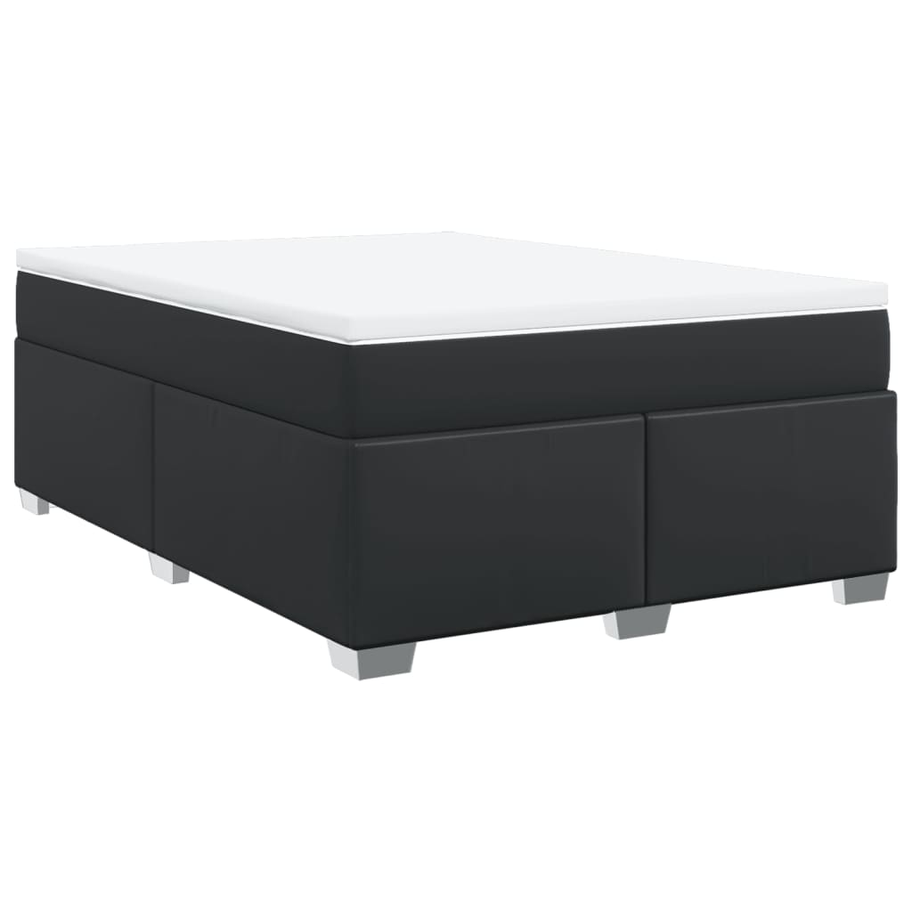 Boxspringbett mit Matratze Schwarz 140x190 cm Kunstleder