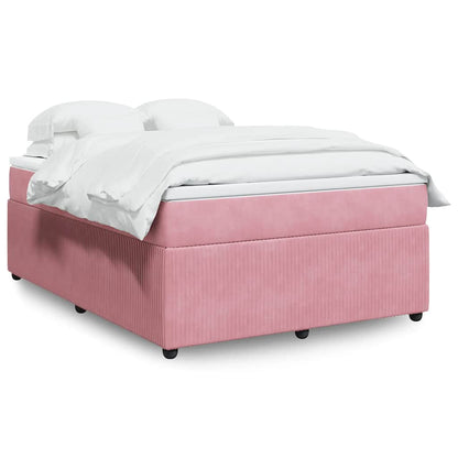 Boxspringbett mit Matratze Rosa 140x190 cm Samt