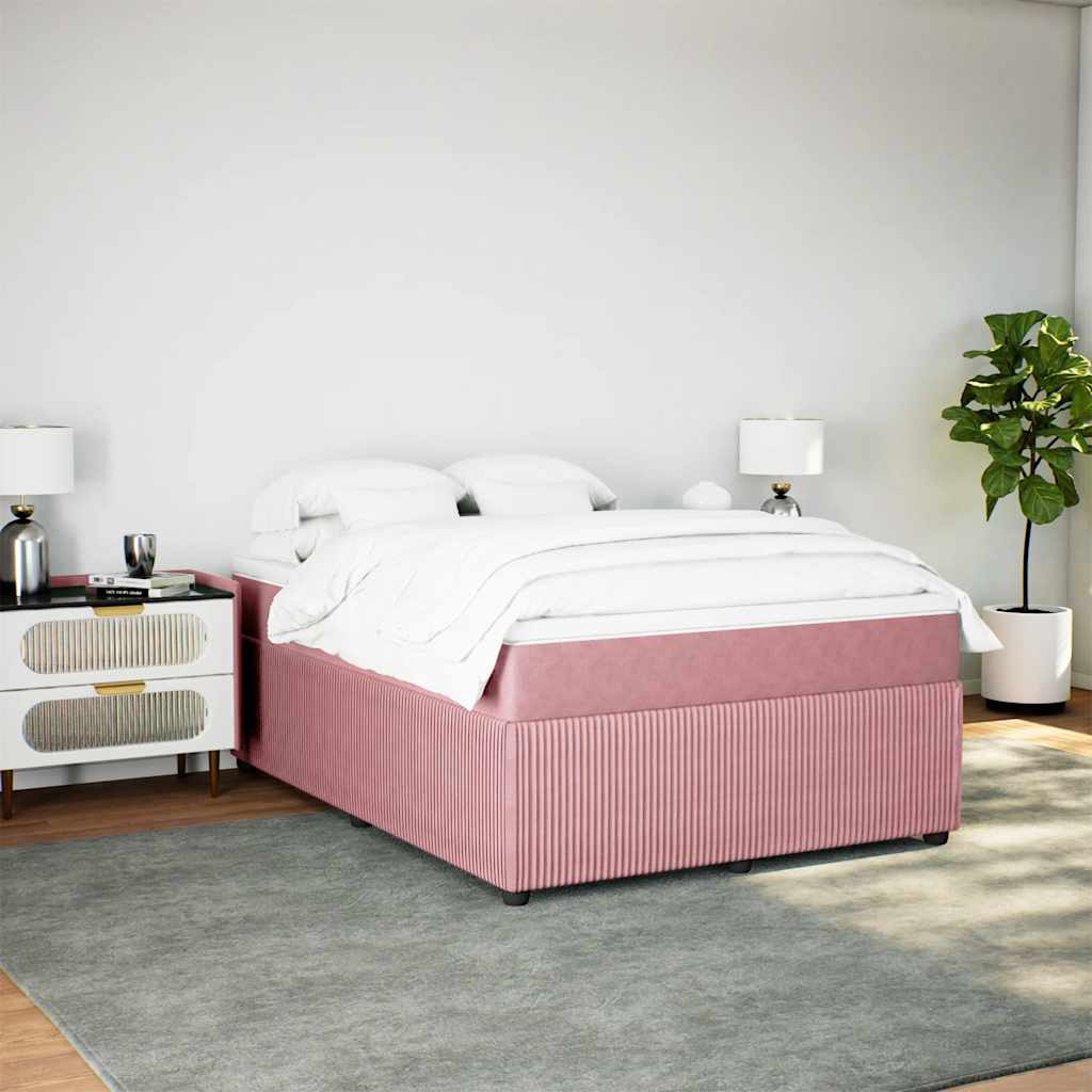 Boxspringbett mit Matratze Rosa 160x200 cm Samt