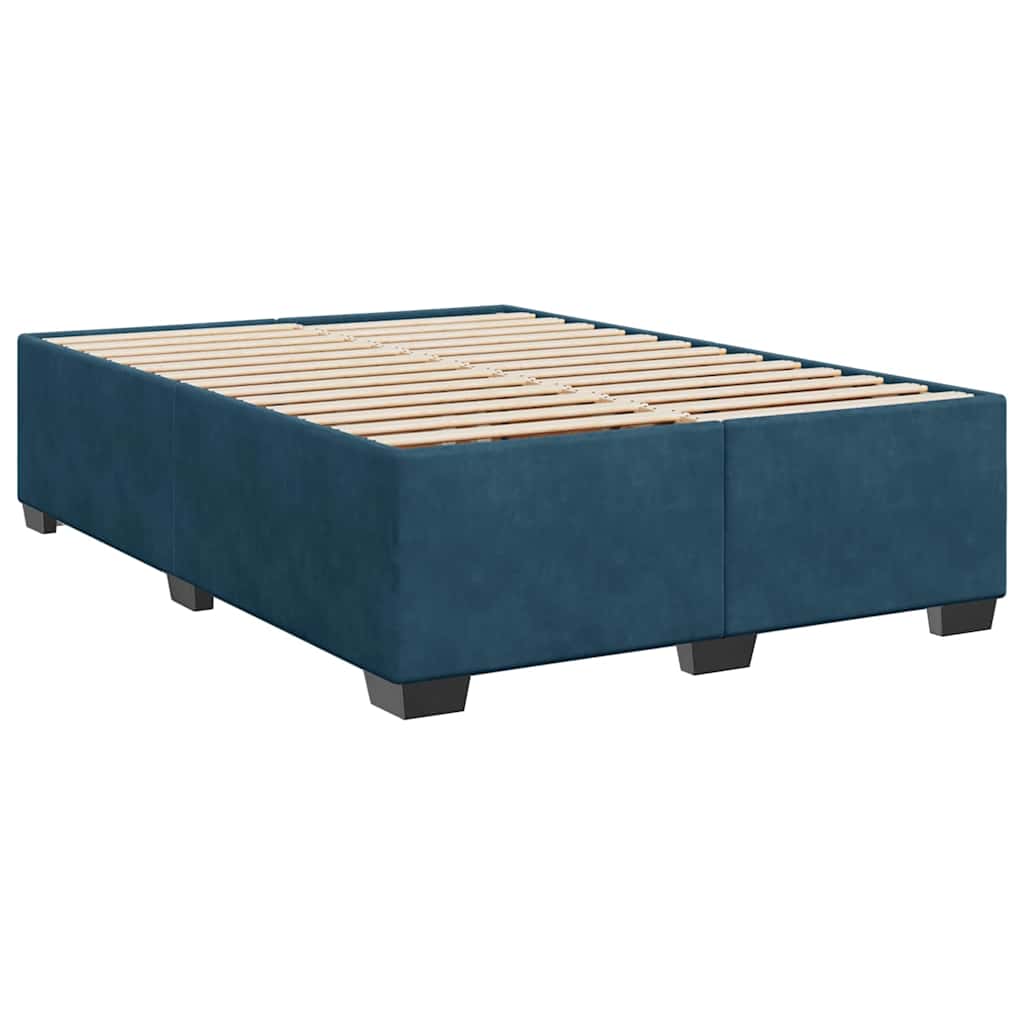 Boxspringbett mit Matratze Dunkelblau 140x200 cm Samt
