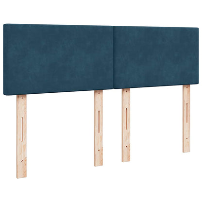 Boxspringbett mit Matratze Dunkelblau 140x200 cm Samt