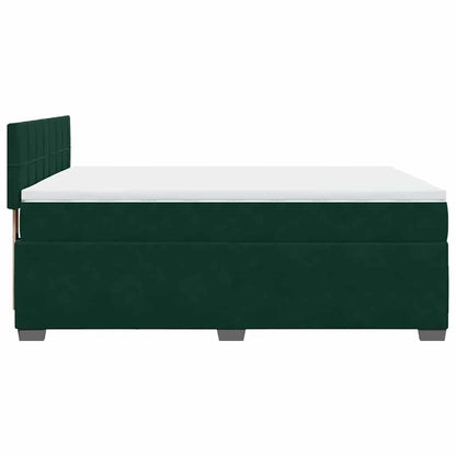 Boxspringbett mit Matratze Dunkelgrün 140x200 cm Samt