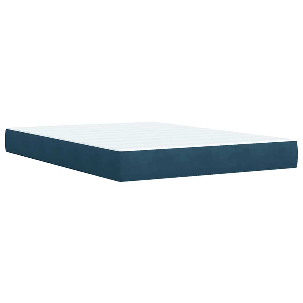 Boxspringbett mit Matratze Blau 160x200 cm Samt