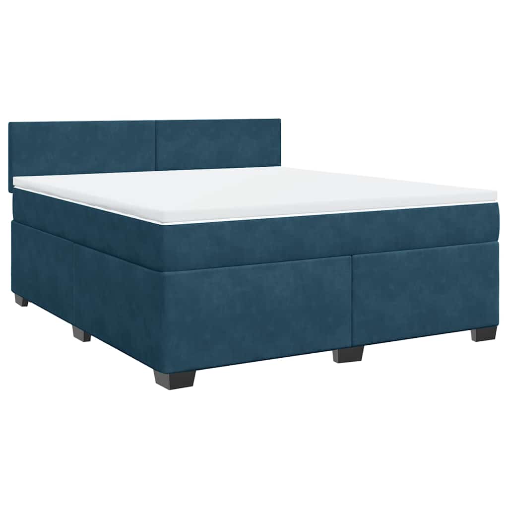 Boxspringbett mit Matratze Blau 180x200 cm Samt