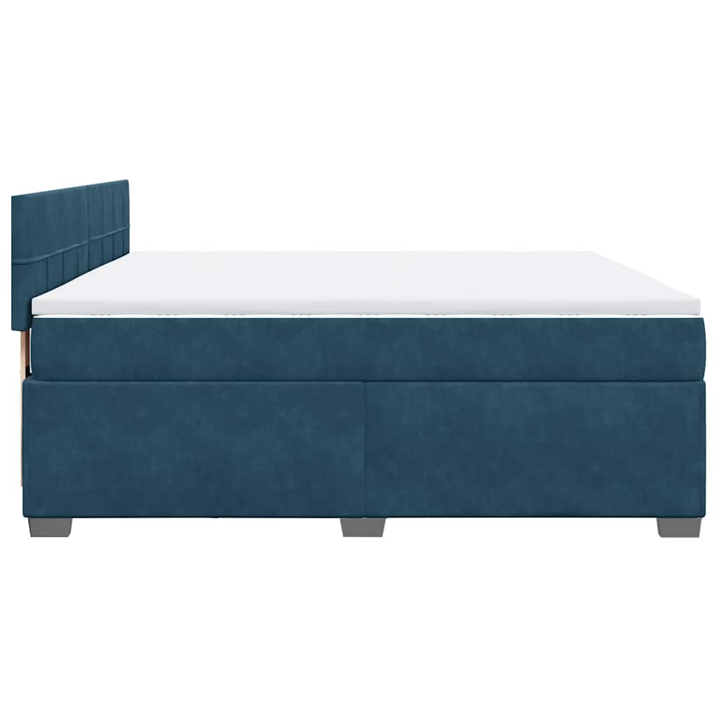 Boxspringbett mit Matratze Blau 180x200 cm Samt