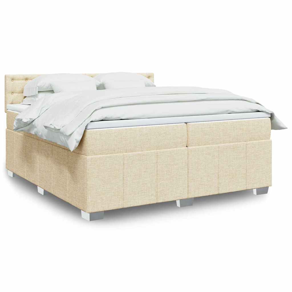 Boxspringbett mit Matratze Creme 200x200 cm Stoff