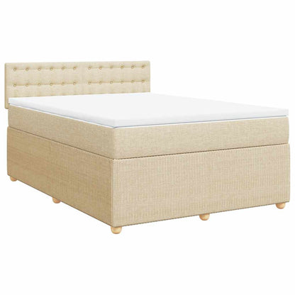Boxspringbett mit Matratze Creme 140x190 cm Stoff