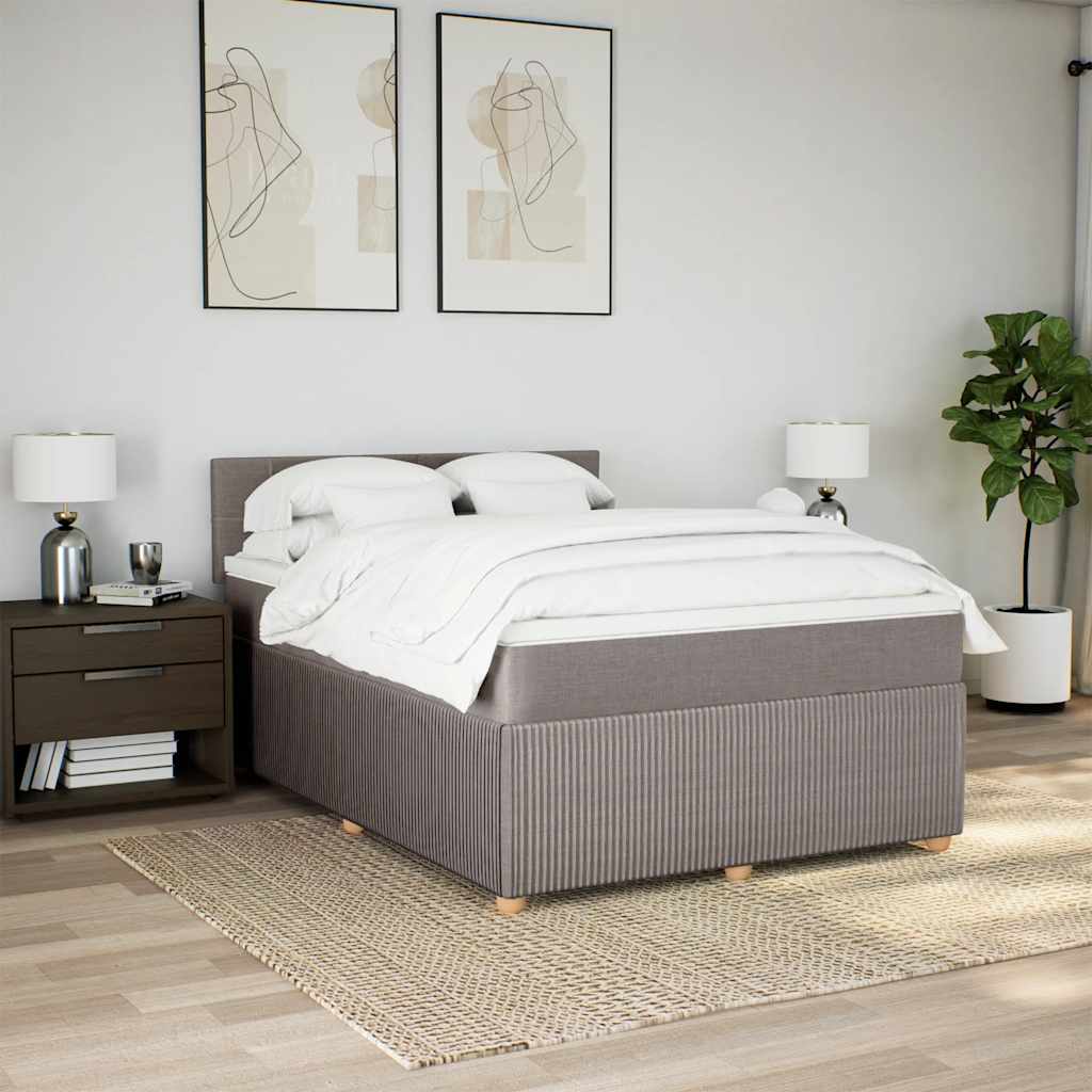 Boxspringbett mit Matratze Taupe 160x200 cm Stoff