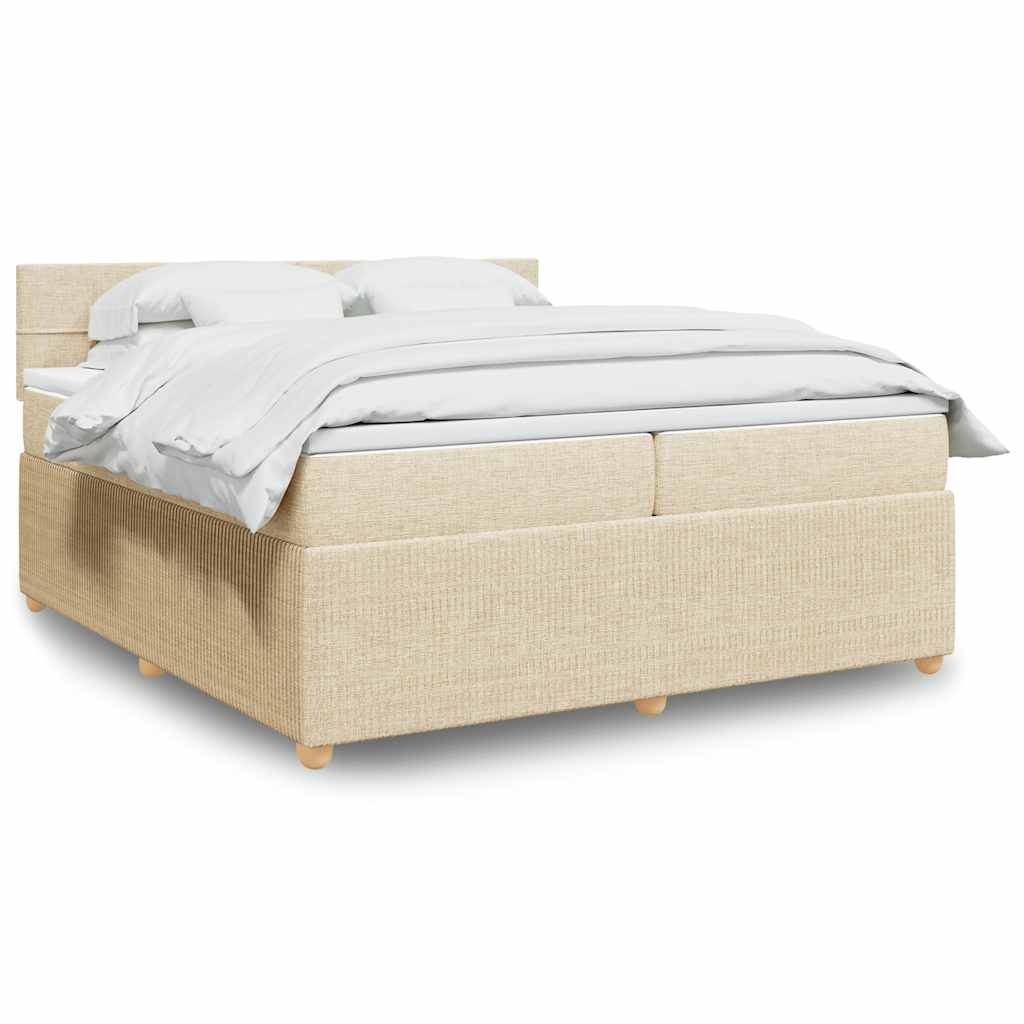 Boxspringbett mit Matratze Creme 200x200 cm Stoff
