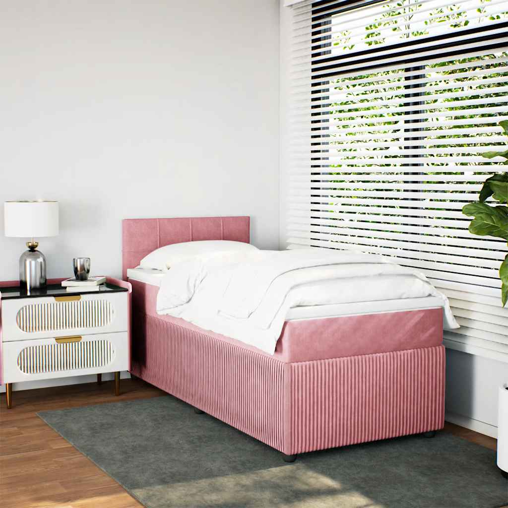 Boxspringbett mit Matratze Rosa 100x200 cm Samt
