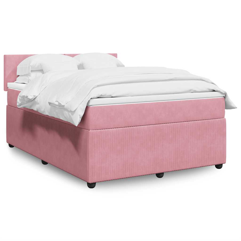 Boxspringbett mit Matratze Rosa 140x200 cm Samt