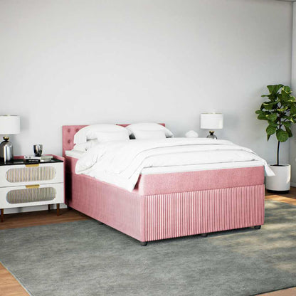 Boxspringbett mit Matratze Rosa 160x200 cm Samt