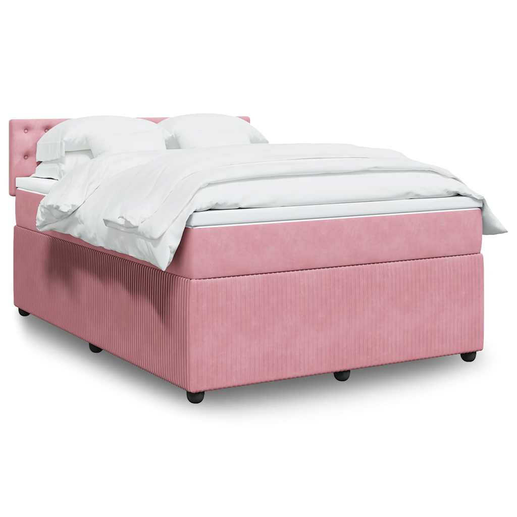 Boxspringbett mit Matratze Rosa 160x200 cm Samt
