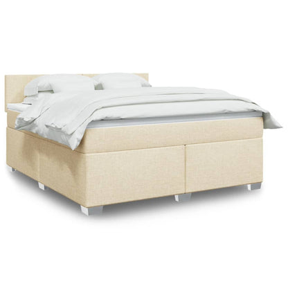 Boxspringbett mit Matratze Creme 180x200 cm Stoff