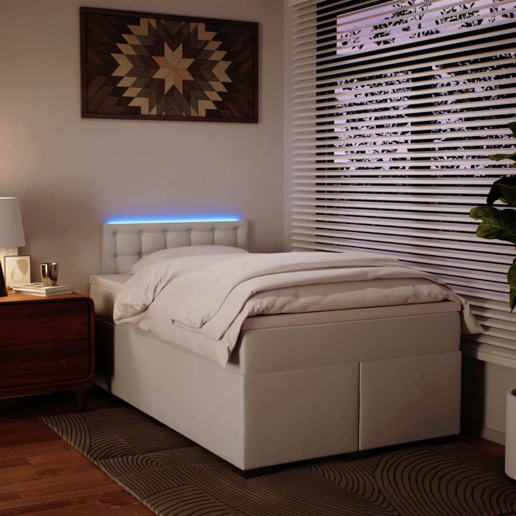 Boxspringbett mit Matratze Weiß 120x190 cm Kunstleder