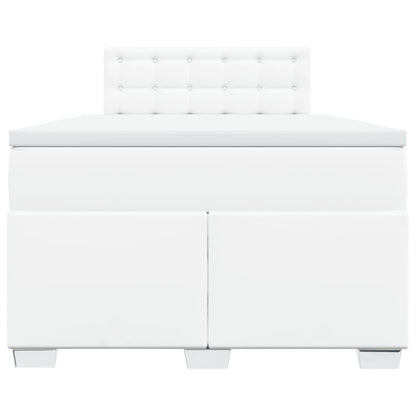 Boxspringbett mit Matratze Weiß 120x200 cm Kunstleder