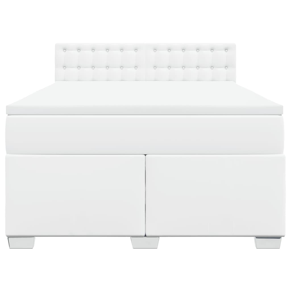 Boxspringbett mit Matratze Weiß 140x190 cm Kunstleder