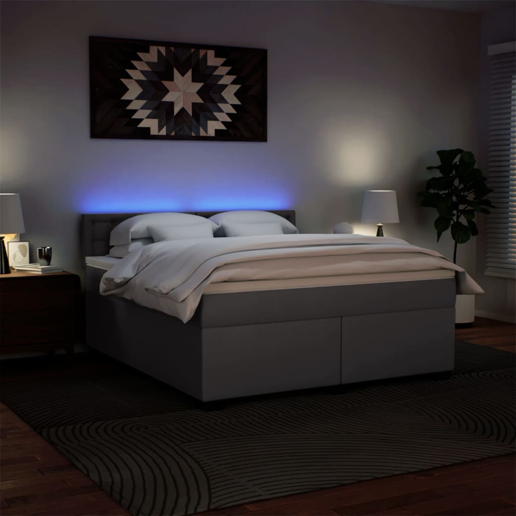 Boxspringbett mit Matratze Grau 180x200 cm Kunstleder