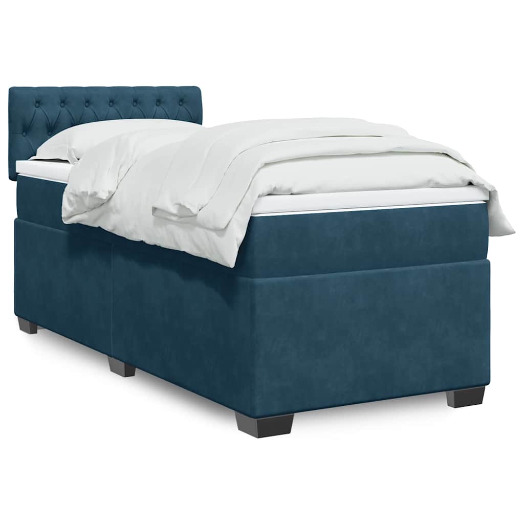 Boxspringbett mit Matratze Blau 90x190 cm Samt