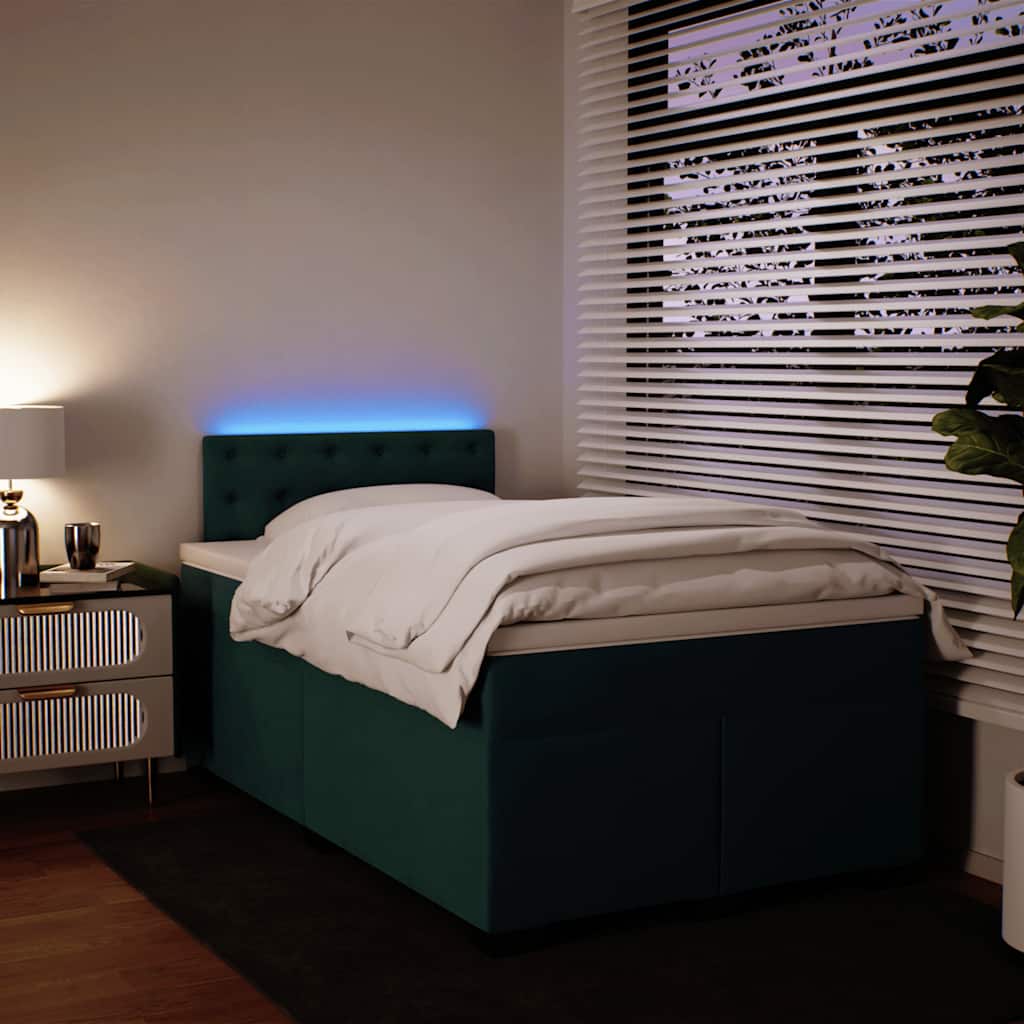 Boxspringbett mit Matratze Dunkelgrün 120x190 cm Samt