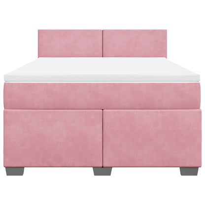 Boxspringbett mit Matratze Rosa 140x190 cm Samt
