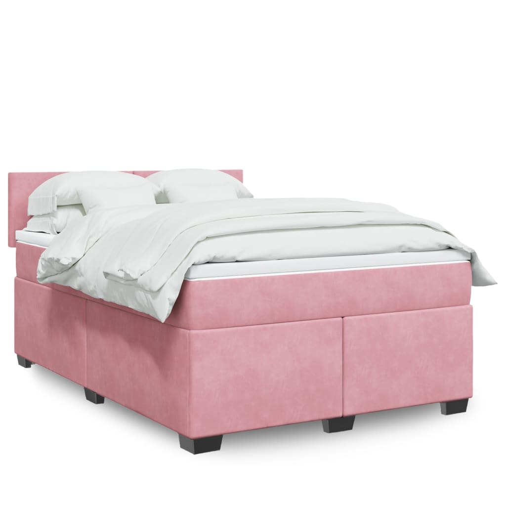 Boxspringbett mit Matratze Rosa 140x190 cm Samt