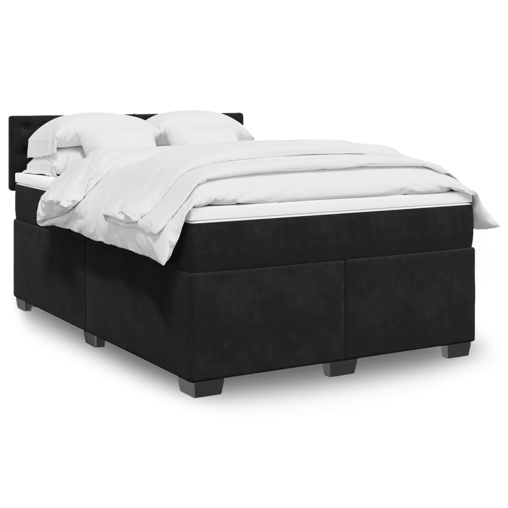 Boxspringbett mit Matratze Schwarz 140x190 cm Samt