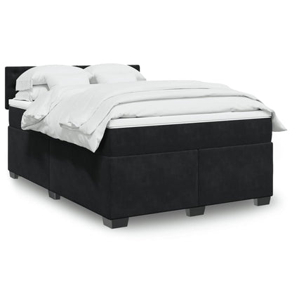 Boxspringbett mit Matratze Schwarz 140x190 cm Samt