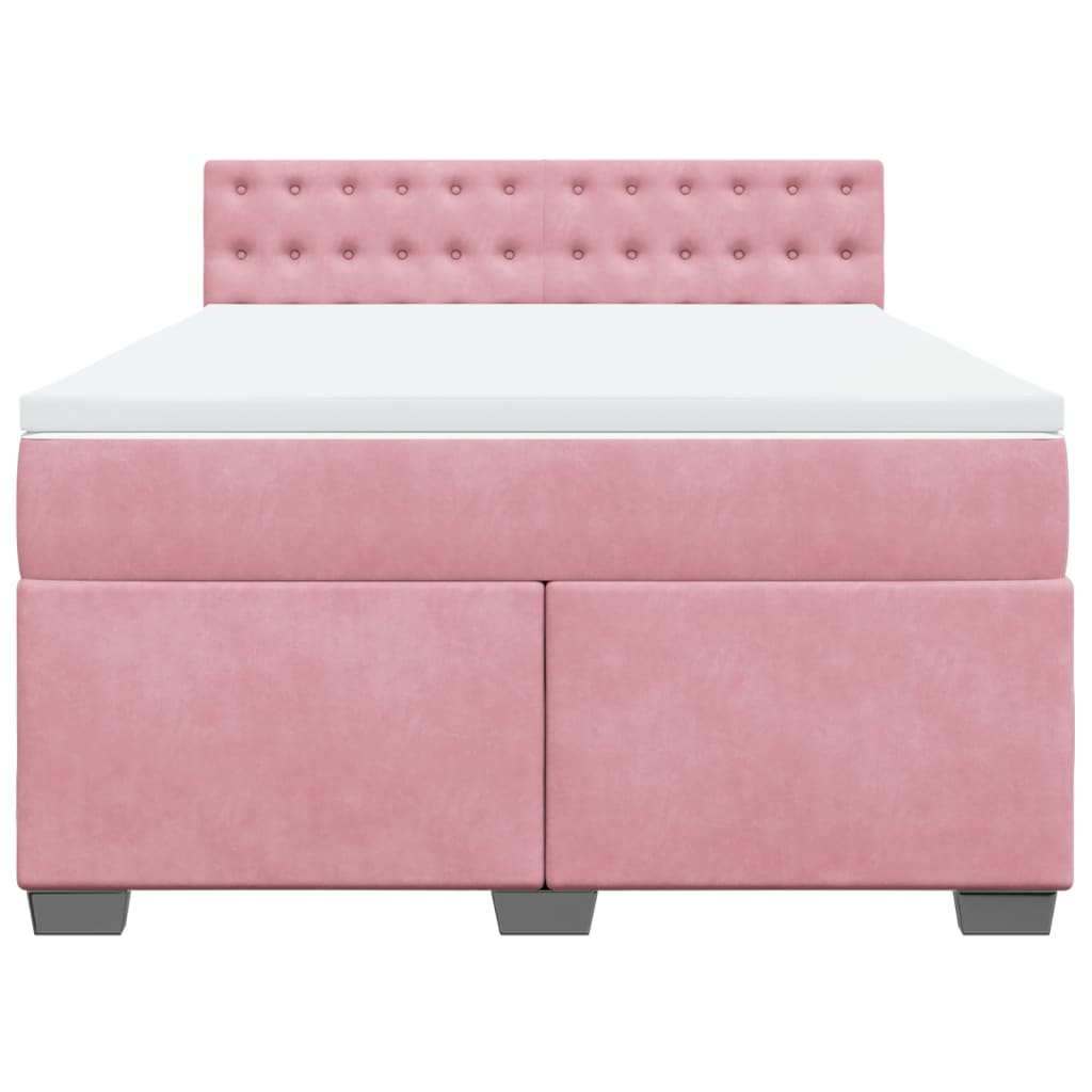 Boxspringbett mit Matratze Rosa 140x190 cm Samt