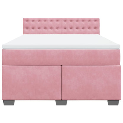 Boxspringbett mit Matratze Rosa 140x190 cm Samt