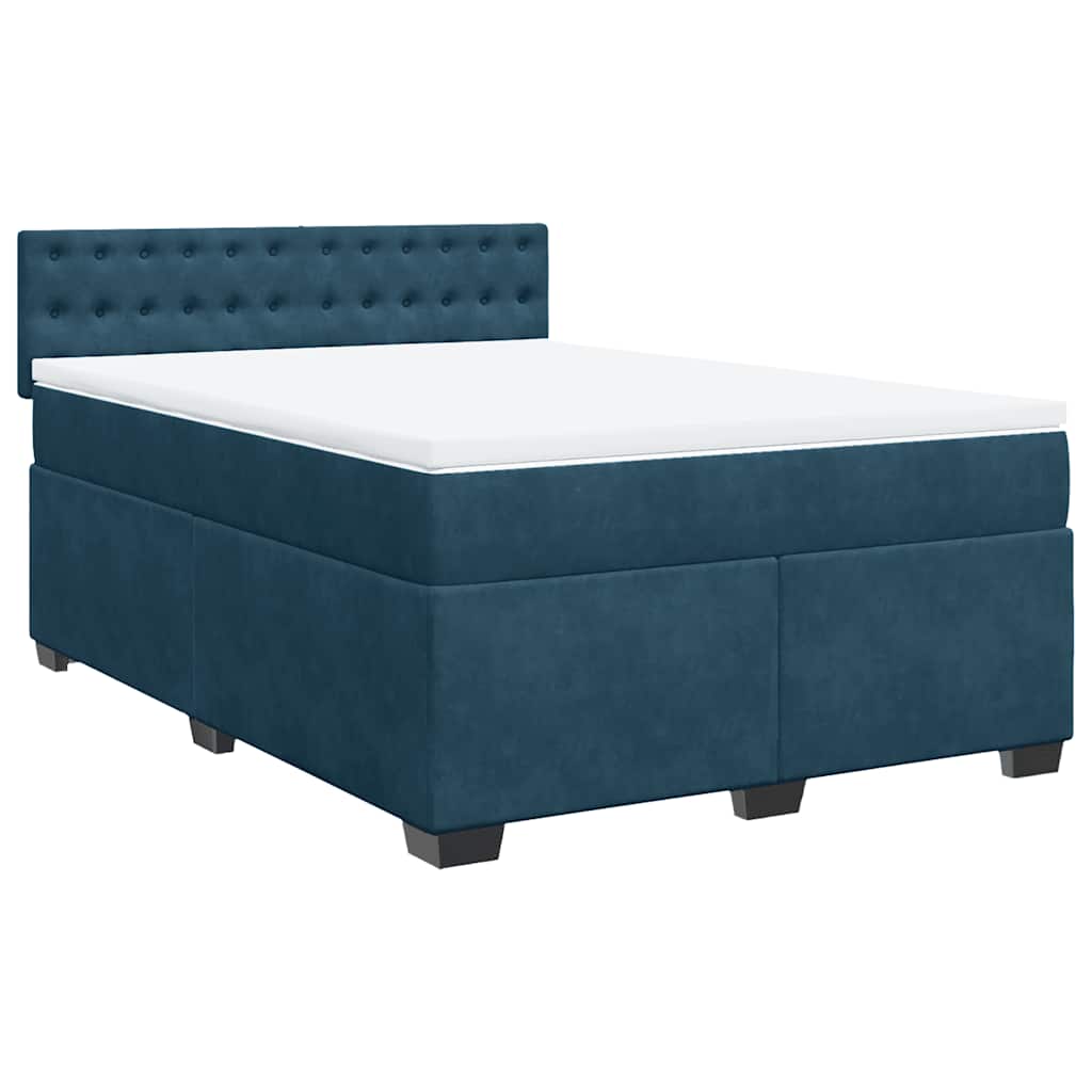 Boxspringbett mit Matratze Blau 160x200 cm Samt
