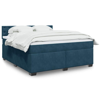 Boxspringbett mit Matratze Blau 180x200 cm Samt