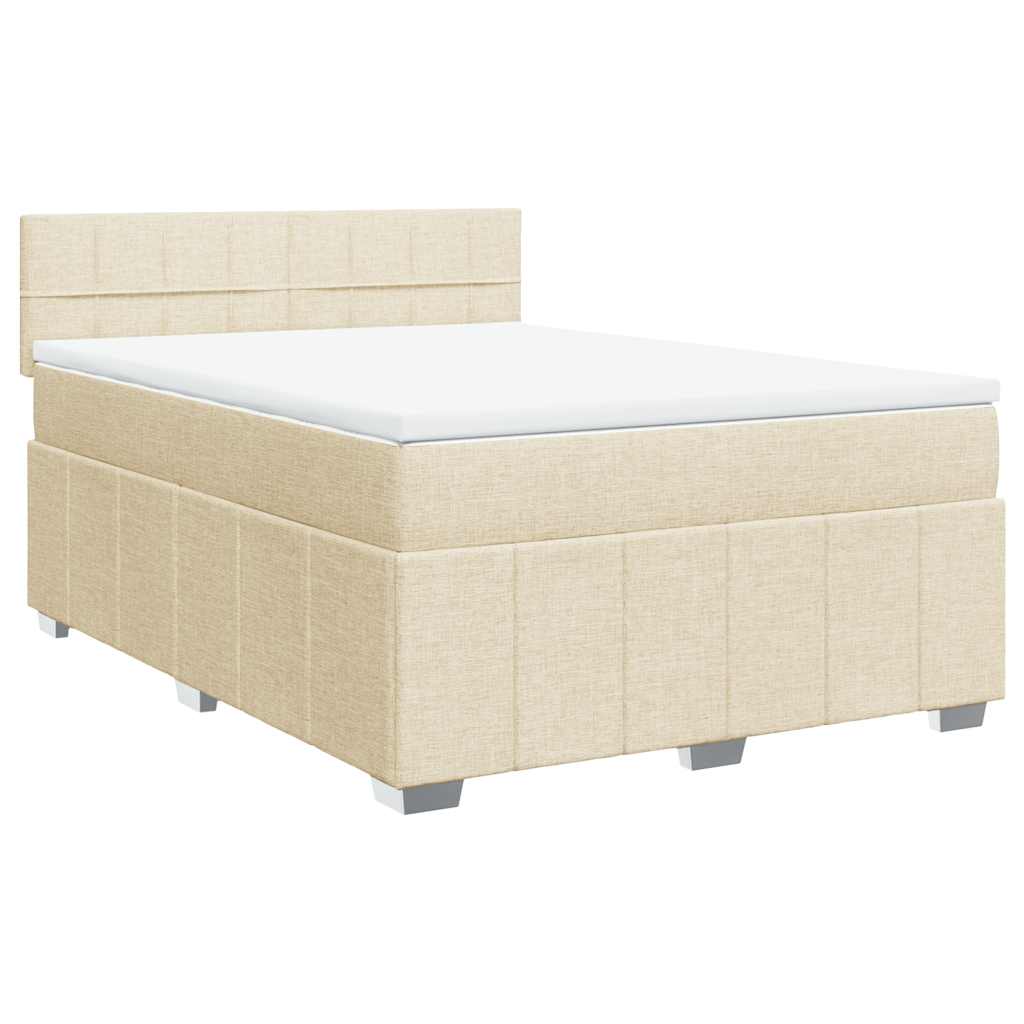 Boxspringbett mit Matratze Creme 140x190 cm Stoff