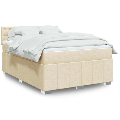 Boxspringbett mit Matratze Creme 140x190 cm Stoff