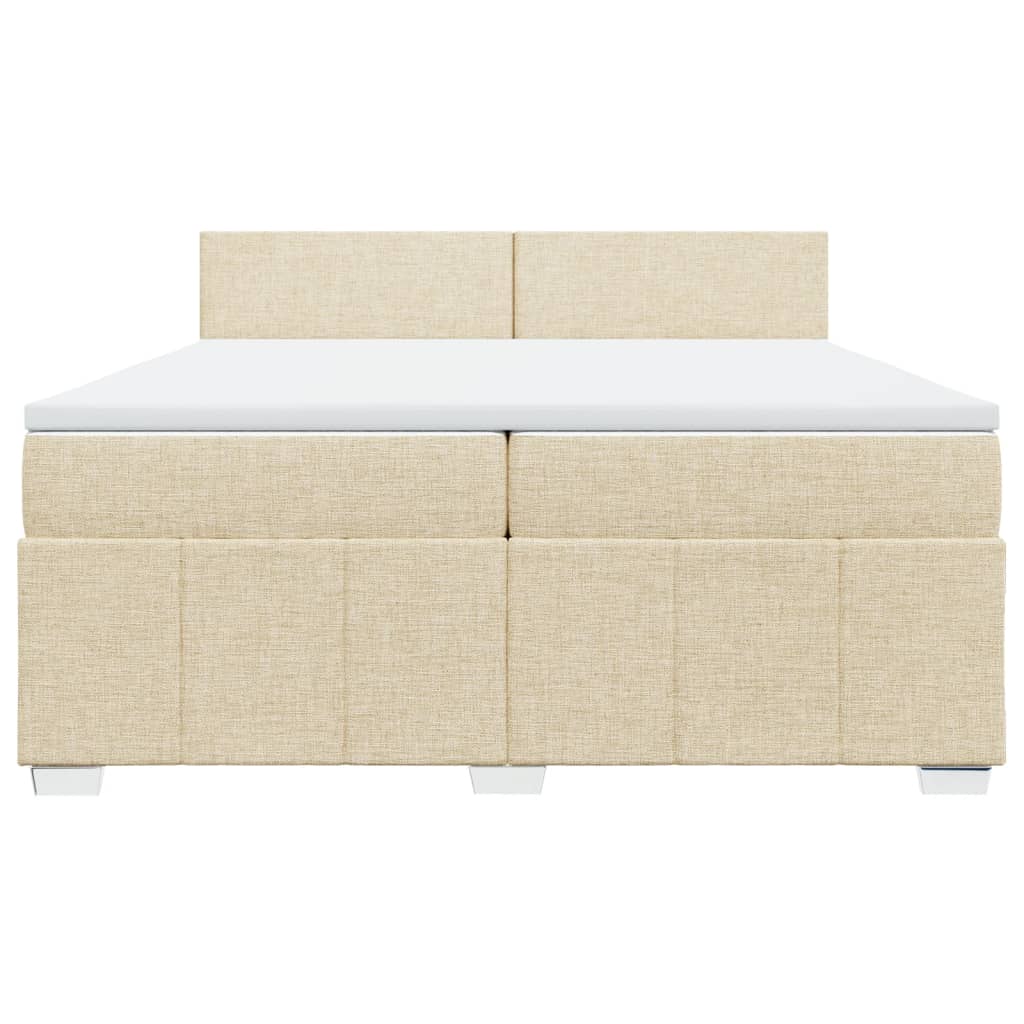 Boxspringbett mit Matratze Creme 200x200 cm Stoff