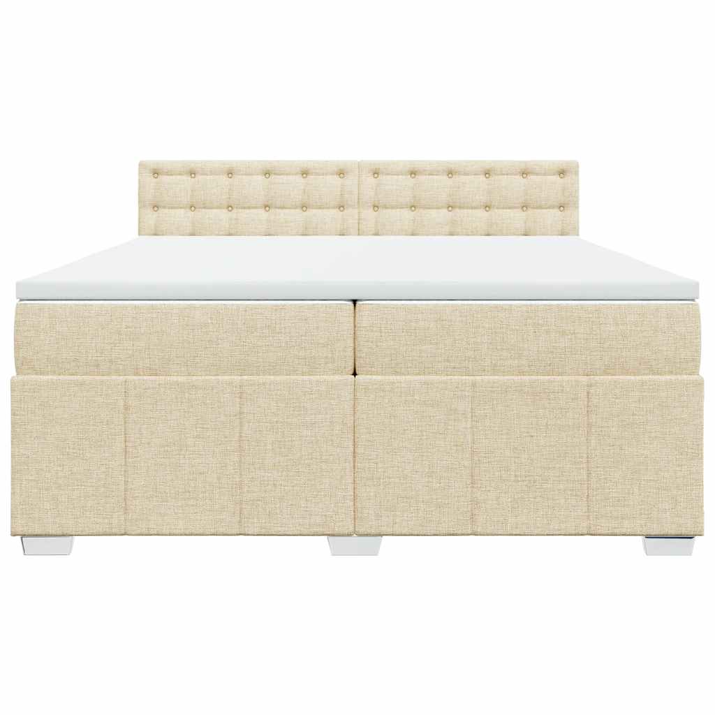 Boxspringbett mit Matratze Creme 200x200 cm Stoff