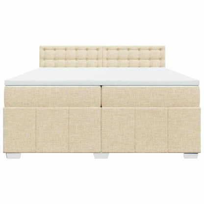 Boxspringbett mit Matratze Creme 200x200 cm Stoff