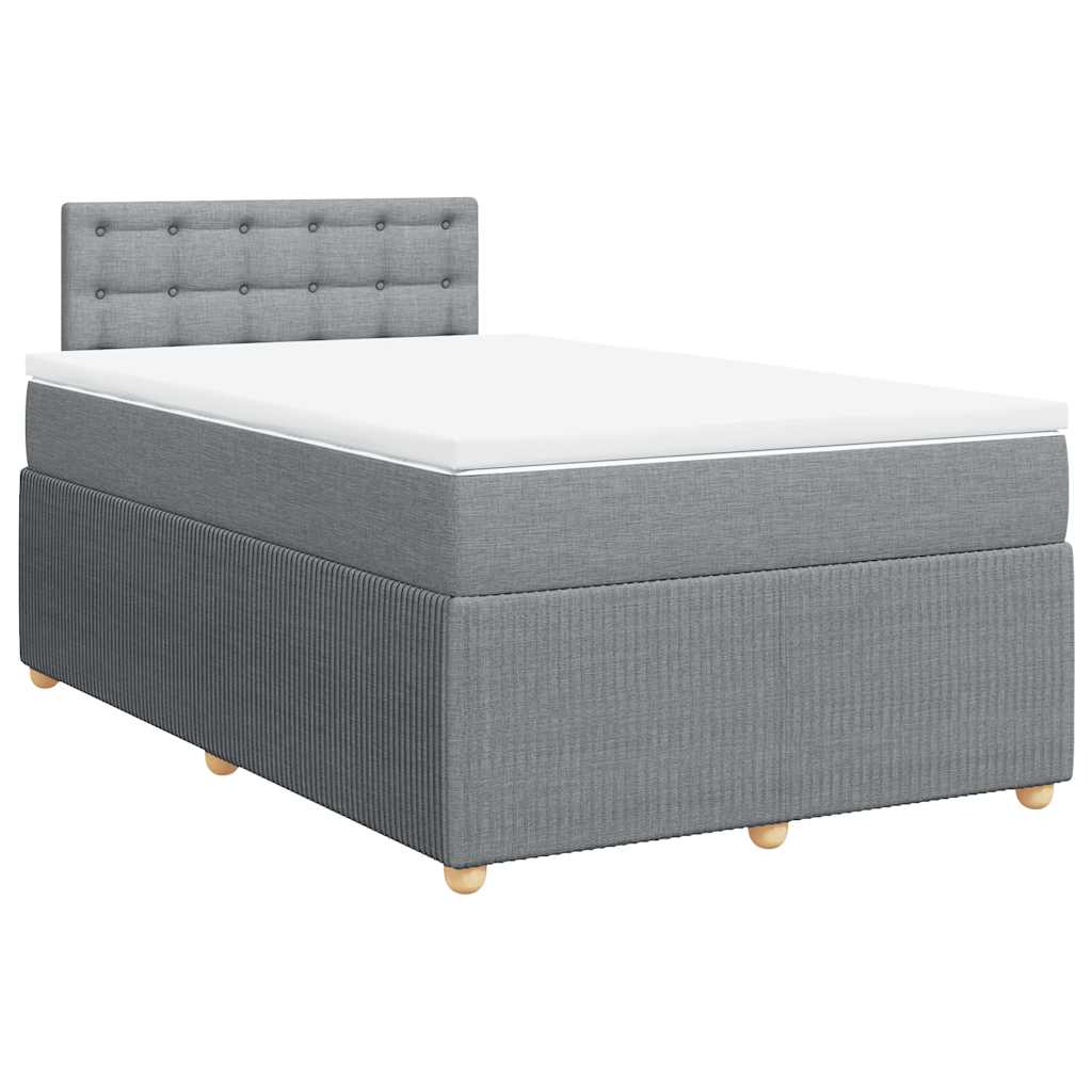 Boxspringbett mit Matratze Hellgrau 120x200 cm Stoff