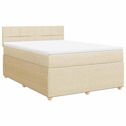 Boxspringbett mit Matratze Creme 140x190 cm Stoff