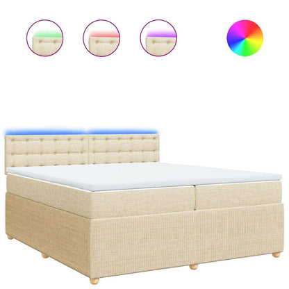 Boxspringbett mit Matratze Creme 200x200 cm Stoff